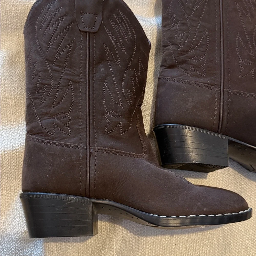 Old West Brown Leather Cowboy Boots – Toddler Size 11 - Picture 2 of 4